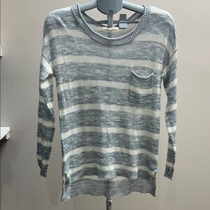 Pink Republic Gray and Cream Striped Sweater
